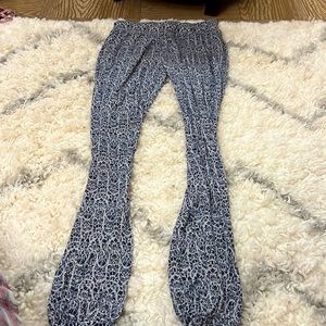 Blue tribal flare pants